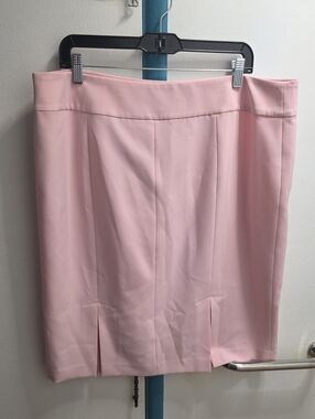 Soft Pink Pencil Skirt with Front Slits